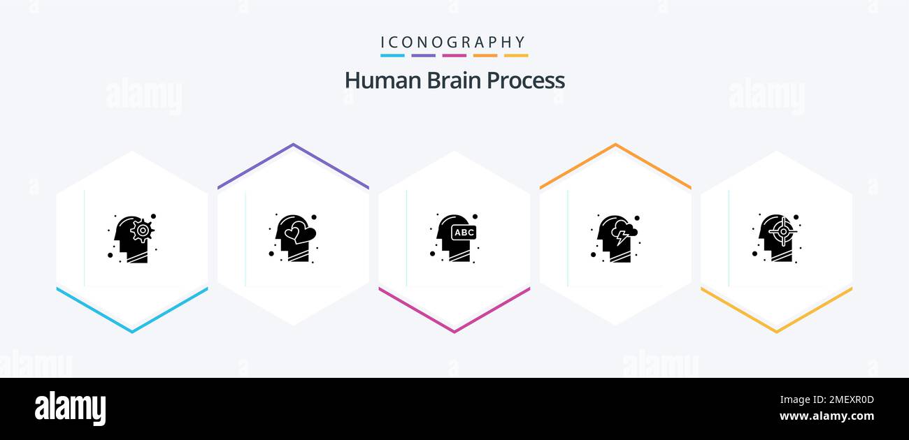 Human Brain Process 25 Glyph Icon pack comprenant humain. cloud. cœur. apprentissage. humain Illustration de Vecteur
