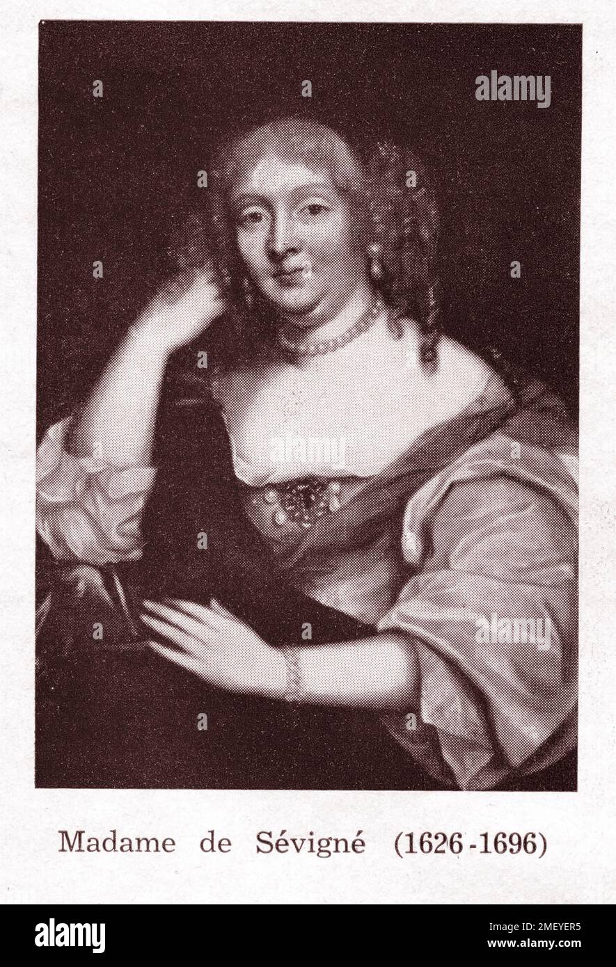 Vieux portrait de l'écrivain française Madame de Sévigné Banque D'Images