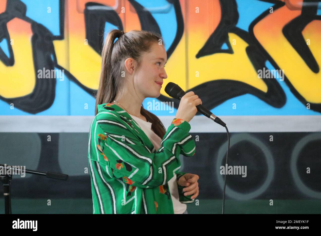 L'auteur-compositeur norvégien Sigrid filme une session à Brooklyn Banque D'Images