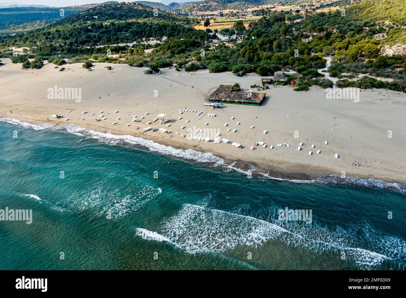 Vue aérienne de la plage de Patara, Turquie. Banque D'Images