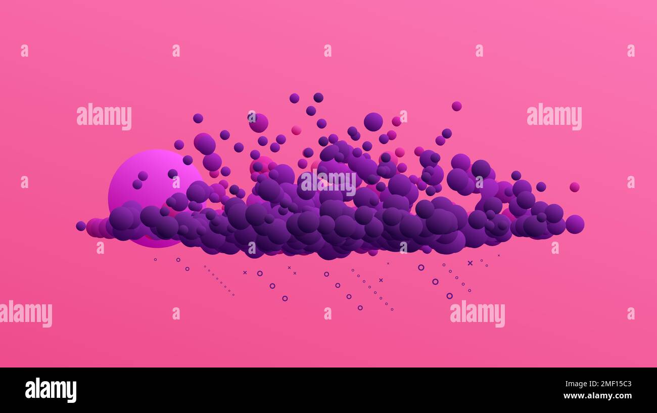 Cloud. Blobs liquides flottants. Bannière abstraite avec formes fluides. 3D illustration vectorielle pour la publicité, le marketing ou la présentation. Illustration de Vecteur