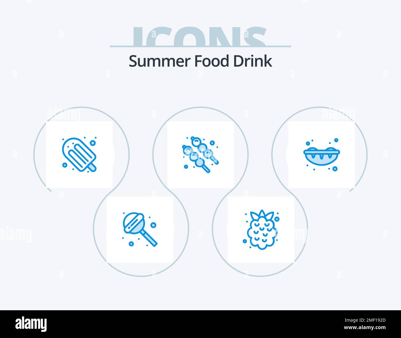 Summer Food Drink Blue Icon Pack 5 Icon Design. . doux. vacances. sushi. nourriture Illustration de Vecteur
