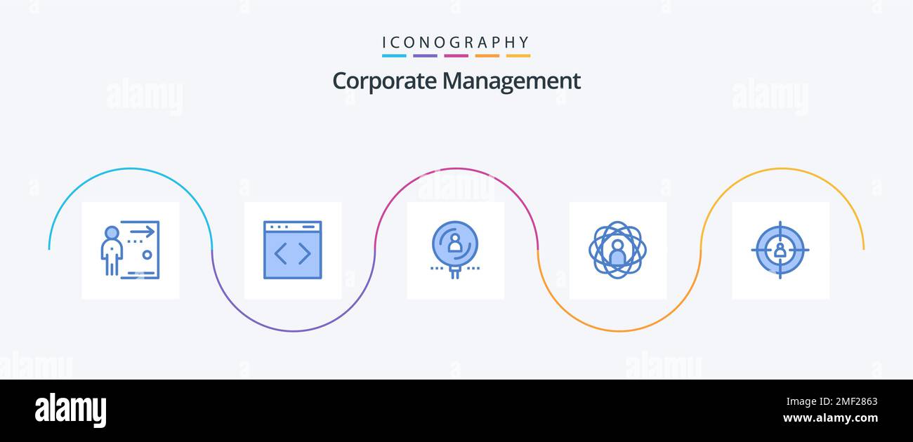 Corporate Management Blue 5 Icon Pack incluant la recherche. développement. site web. capacités. professionnel Illustration de Vecteur