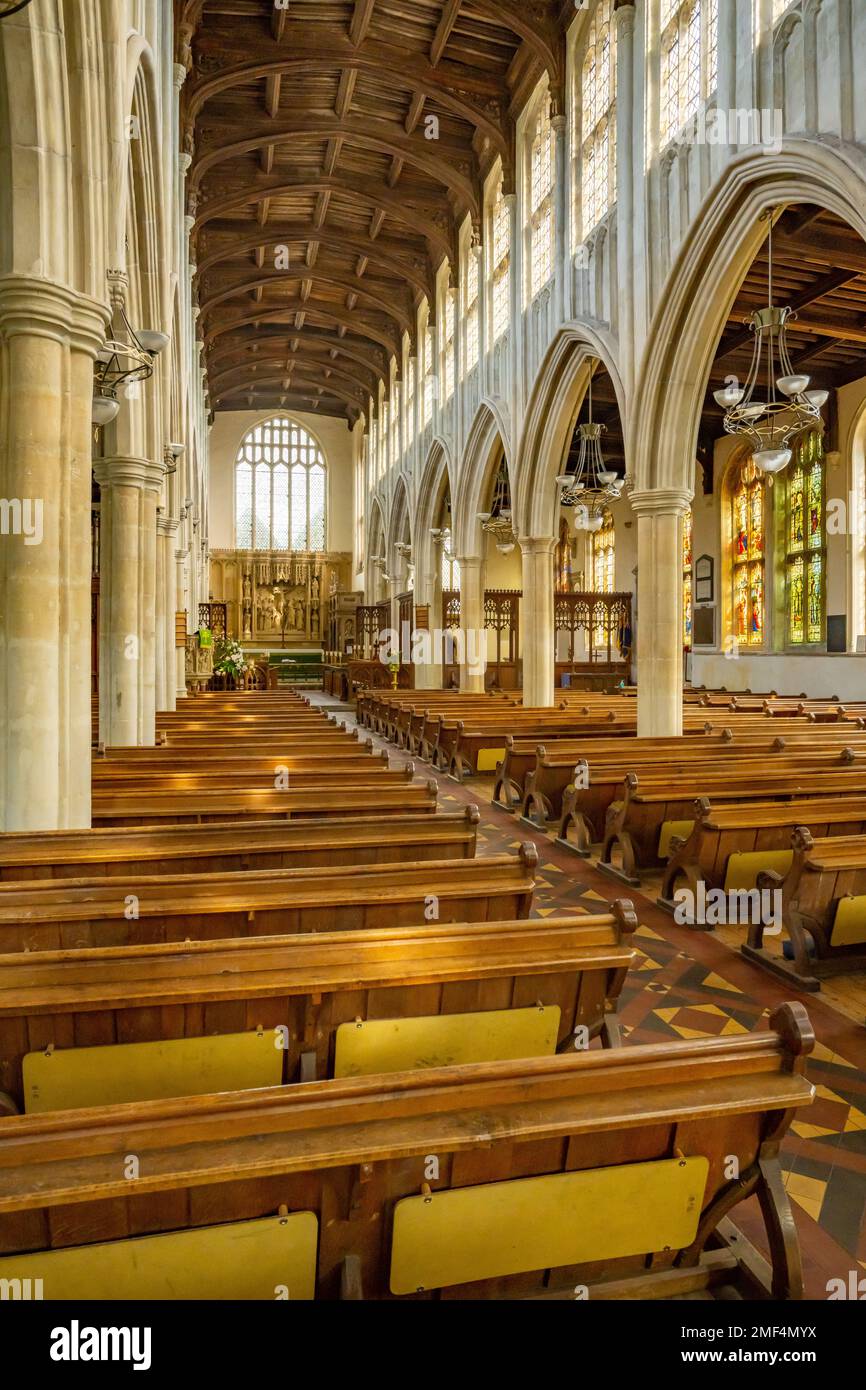 L'intérieur de l'église de la Sainte-Trinité long Melford Suffolk Banque D'Images
