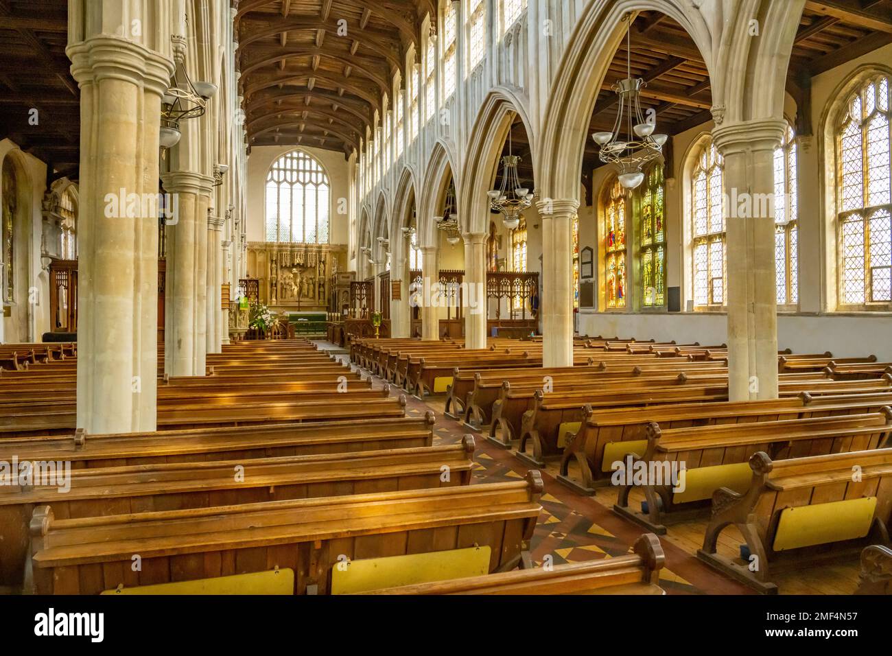 L'intérieur de l'église de la Sainte-Trinité long Melford Suffolk Banque D'Images