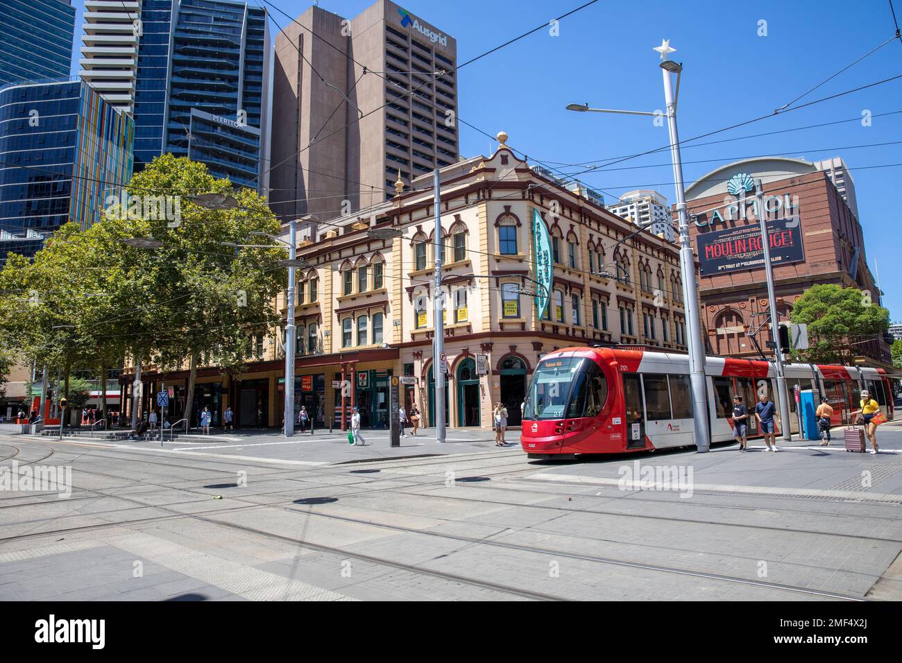 Centre-ville de Sydney Australie et train léger de Sydney dans le quartier central des affaires, Nouvelle-Galles du Sud, Australie Banque D'Images