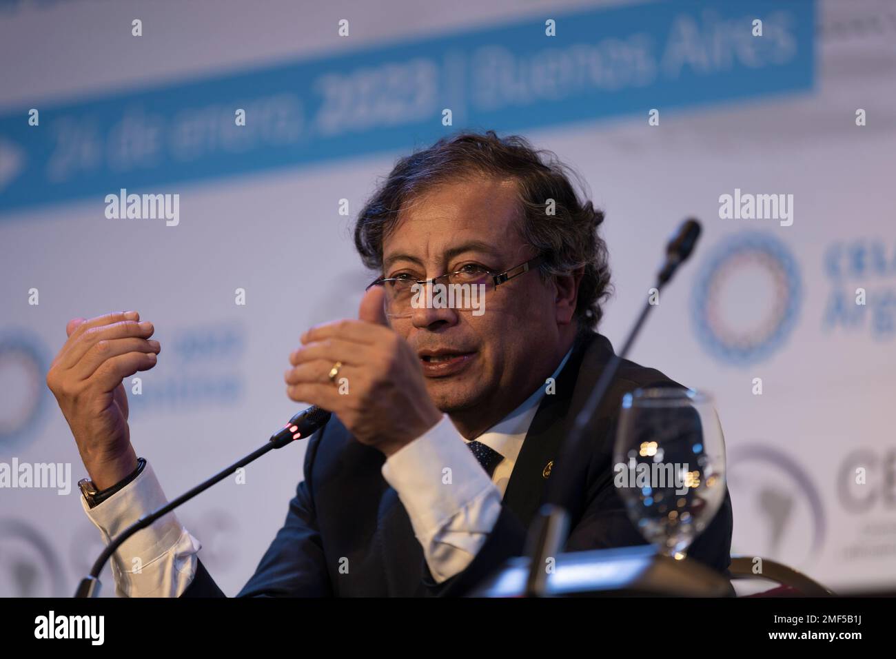 Buenos Aires, Argentine, 24th janvier 2023. Gustavo Petro, 42nd Président de la République de Colombie dans la Communauté des États d'Amérique latine et des Caraïbes (CELAC, dans son acronyme espagnol). (Crédit : Esteban Osorio/Alay Live News) Banque D'Images