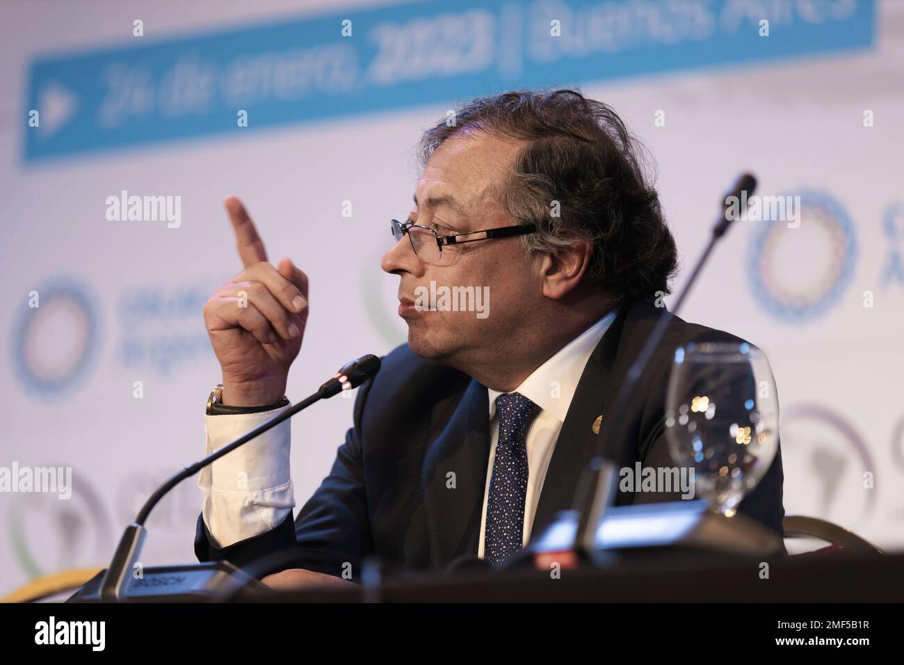 Buenos Aires, Argentine, 24th janvier 2023. Gustavo Petro, 42nd Président de la République de Colombie dans la Communauté des États d'Amérique latine et des Caraïbes (CELAC, dans son acronyme espagnol). (Crédit : Esteban Osorio/Alay Live News) Banque D'Images