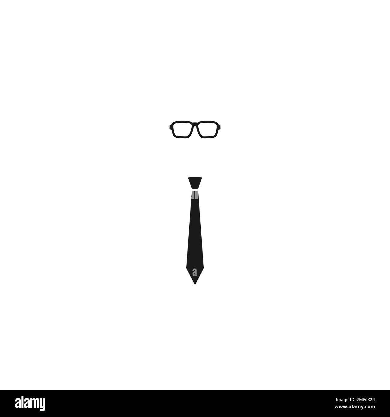 icône de cravate et de lunettes isolée sur fond blanc. Silhouette de cravate pour homme. Affiche du code vestimentaire. Homme, homme, symbole masculin. Illustration vectorielle plate Illustration de Vecteur