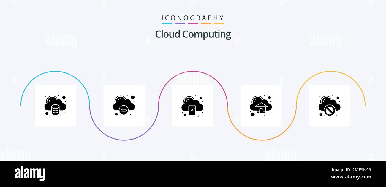 Cloud Computing Glyph 5 Icon Pack incluant le cloud. accueil. informatique. informatique. android Illustration de Vecteur