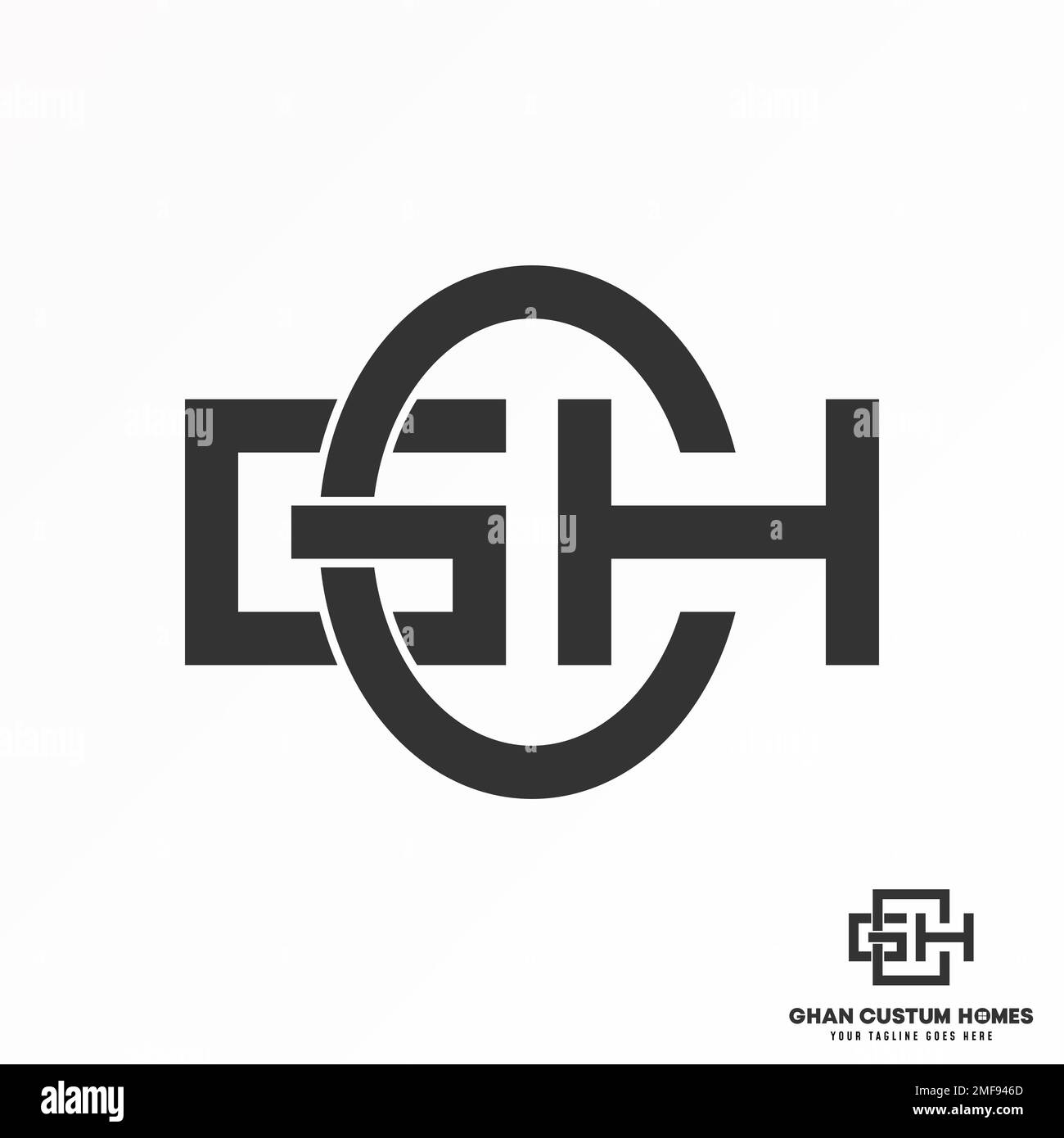 Lettre ou mot GCH sans serif police dans l'image connectée graphique icône logo design abstrait concept vecteur stock. symbole associé à l'initiale. Illustration de Vecteur