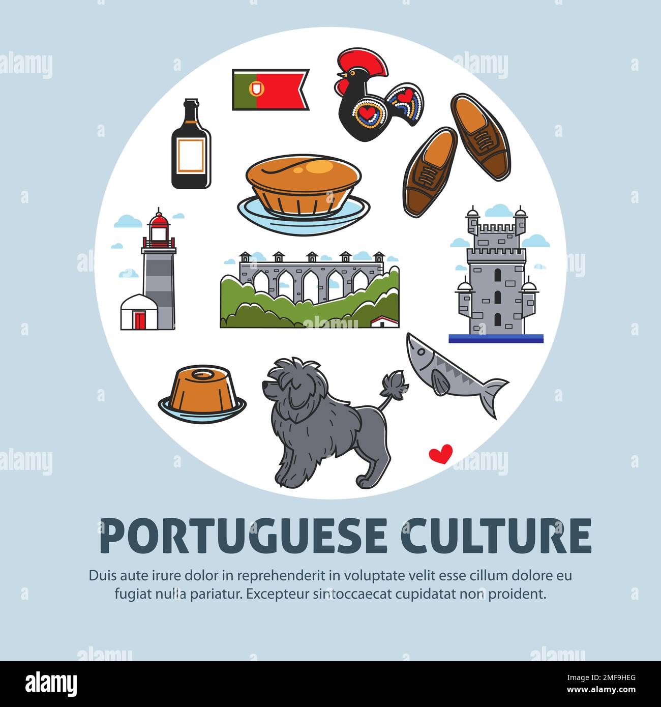 La culture portugaise voyage au Portugal architecture alimentaire et animale Illustration de Vecteur