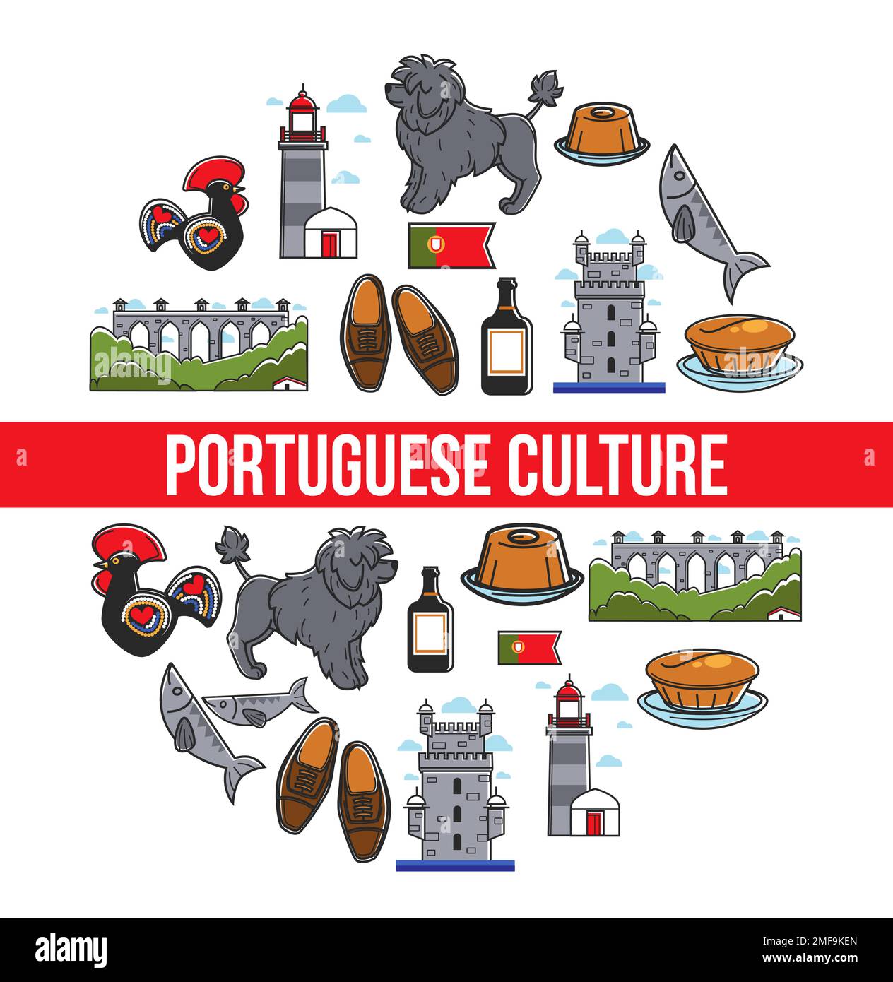 Voyage au Portugal la culture portugaise et les symboles Voyage et le tourisme Illustration de Vecteur
