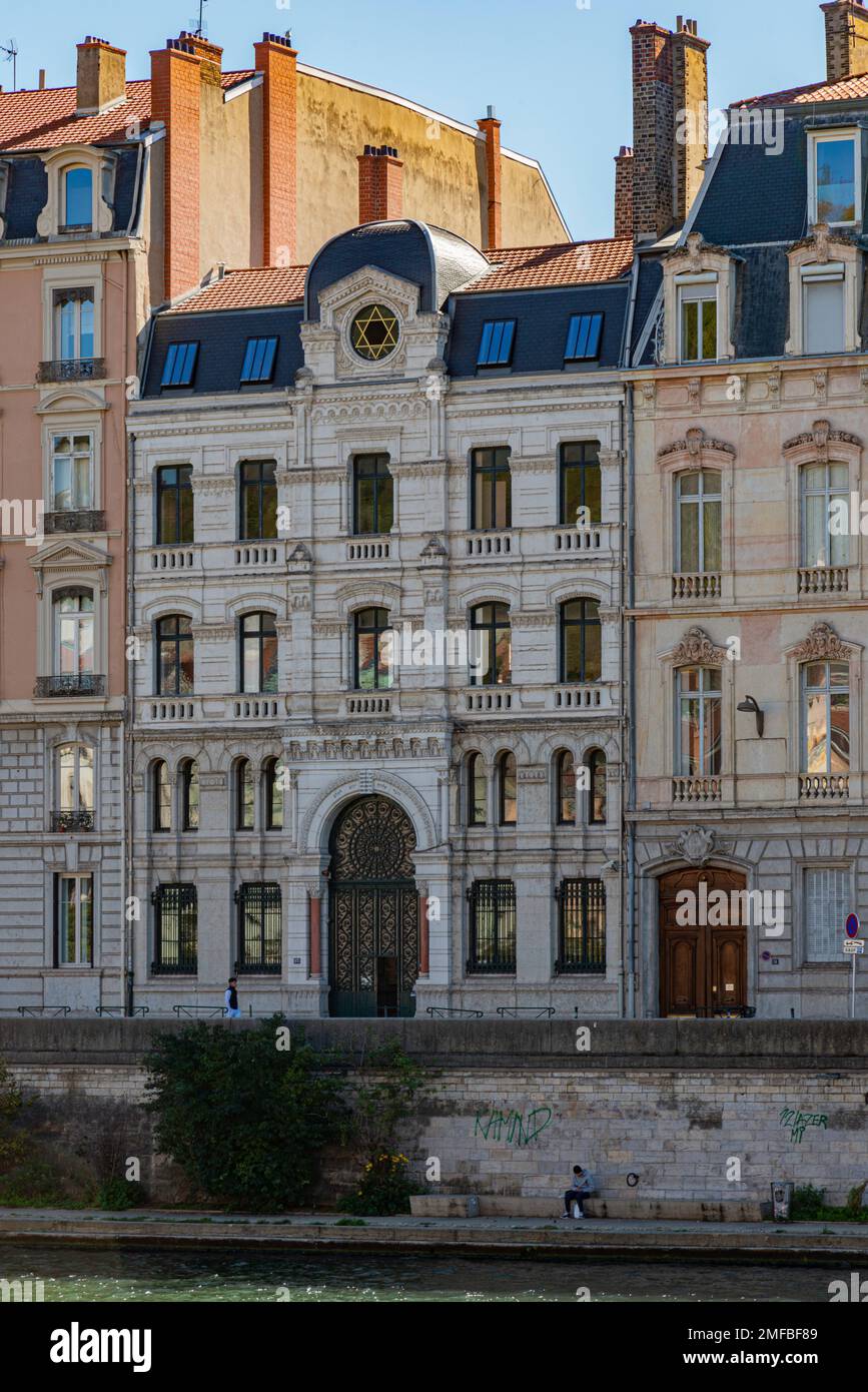 Temple juif à Lyon, France Banque D'Images