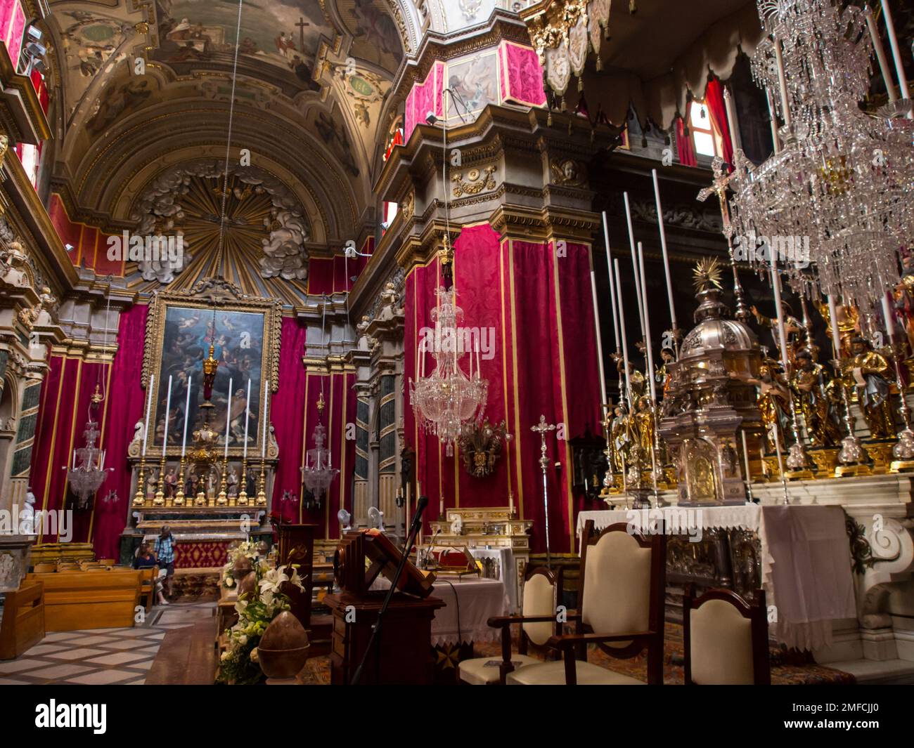 L'intérieur de la basilique Saint-Paul, une église paroissiale catholique romaine située à Rabat, Malte Banque D'Images