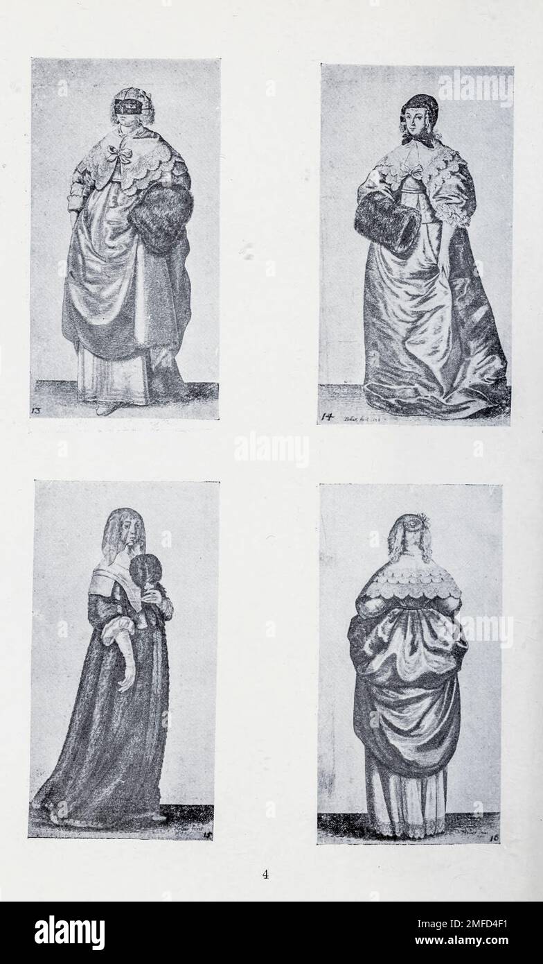 Série de trente-deux reproductions Halftone de gravures réalisées par Holar Venceslaus Hollar (23 juillet 1607 – 25 mars 1677) est un graphiste bohème prolifique et accompli du 17th siècle, qui a passé une grande partie de sa vie en Angleterre. AKA comme Wenzel Holar; et Václav Holar il est particulièrement connu pour ses gravures et gravures. Il est né à Prague, est mort à Londres, d'après le livre « English Costume » de Dion Clayton Malthrop, 1878-1937 Date de publication 1907 Éditeur London, A. & C. Black Banque D'Images