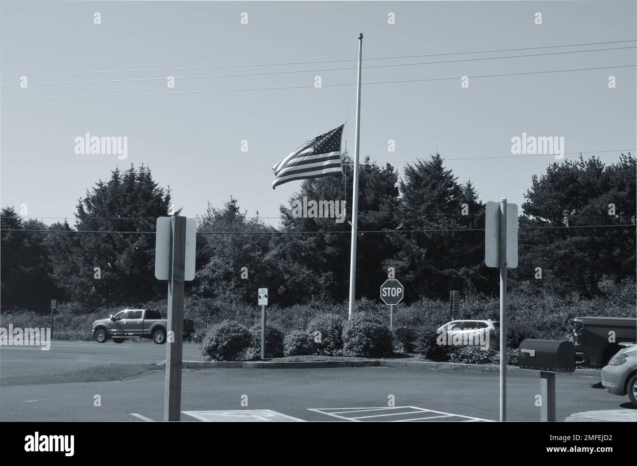 DRAPEAU AMÉRICAIN en Berne après la mort de la reine Elizabeth II Banque D'Images