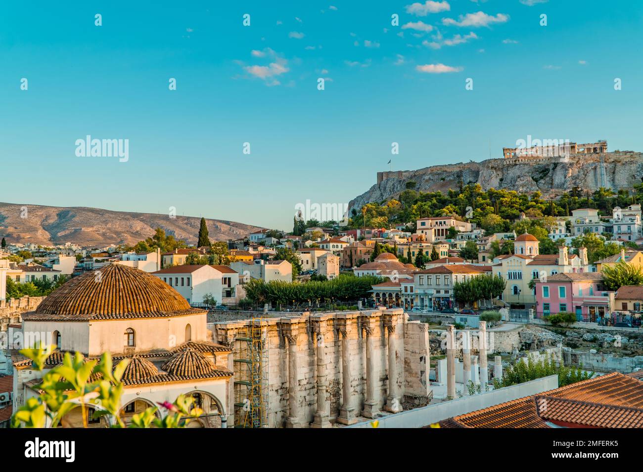 Vue panoramique aérienne de la ville d'Athènes, Grèce Banque D'Images