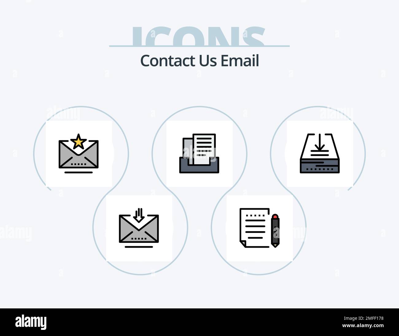 E-mail ligne remplie Icon Pack 5 Icon Design. lettre. brouillon. annuler. copier. e-mail Illustration de Vecteur