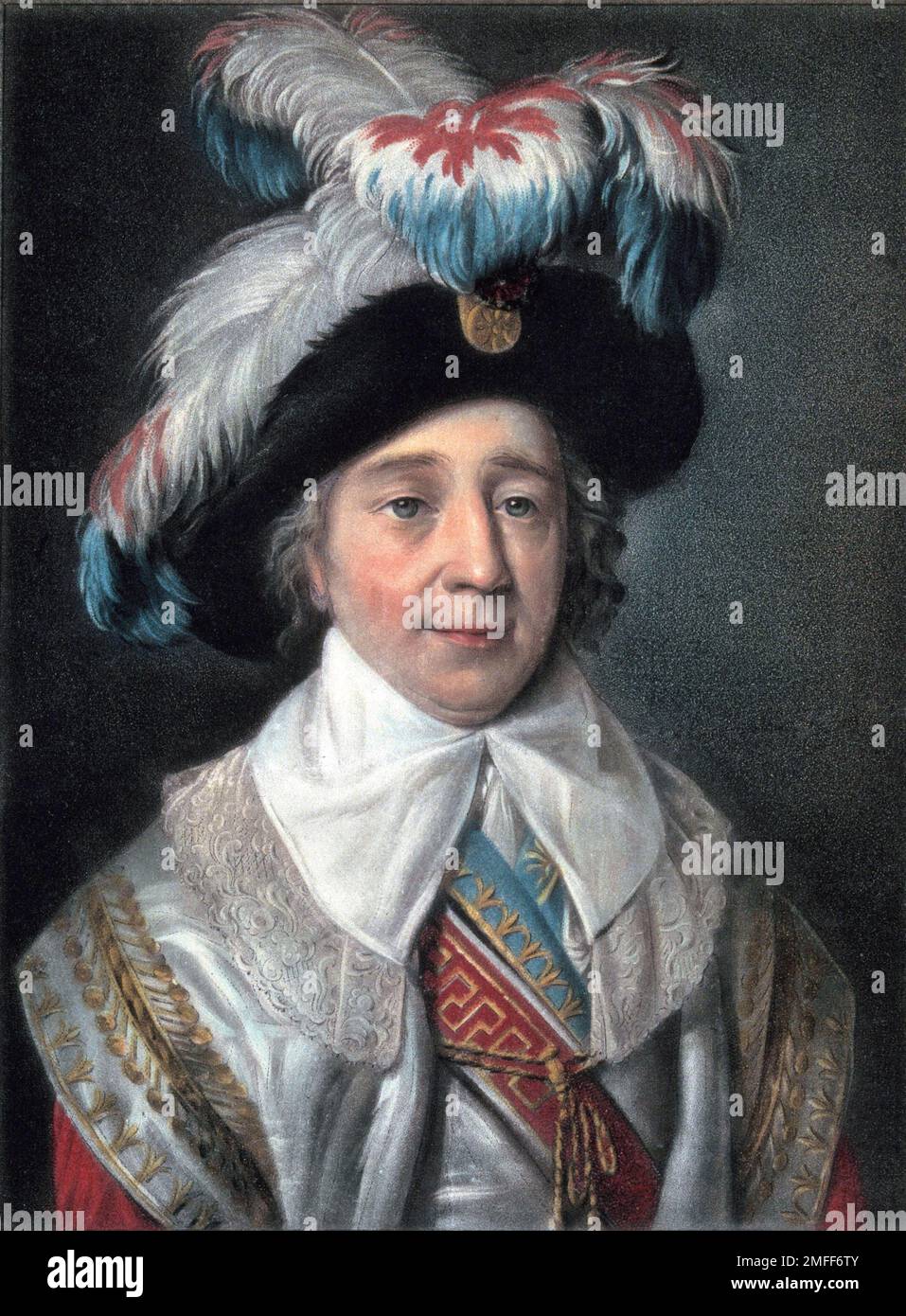 Portrait de Paul de Barras (1755-1829), homme politique francais. Gravure d'Alix Pierre Michel (1762 - 1817). Banque D'Images