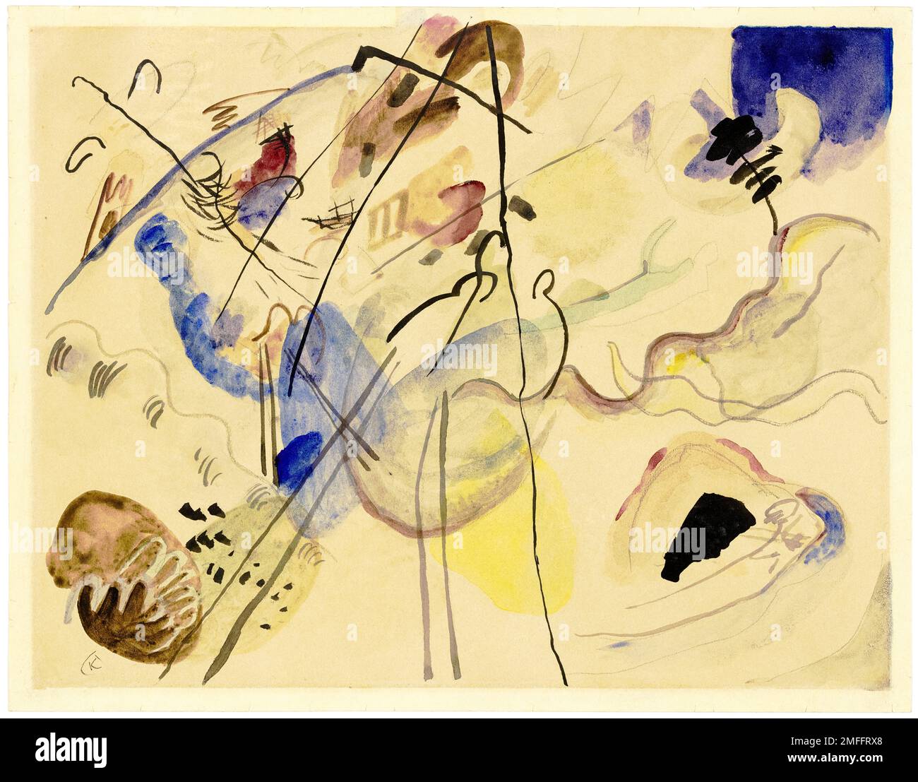 Wassily Kandinsky, sans titre (improvisation), peinture abstraite en aquarelle sur crayon, 1911-1912 Banque D'Images