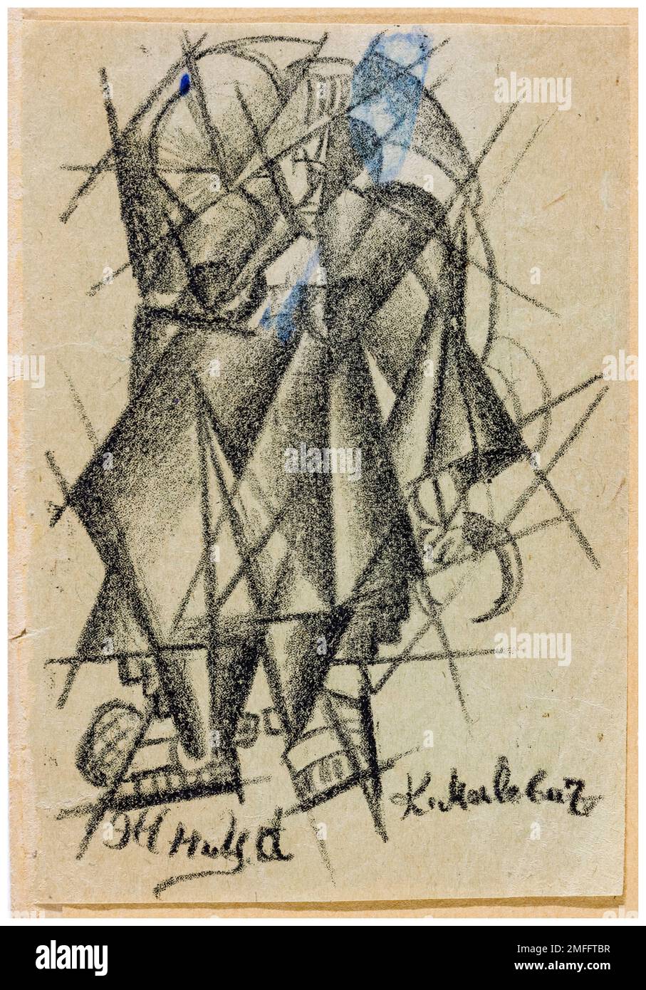 Kazimir Malevich, Woman Mewing (Zhnitsa), impression lithographique à la craie, 1913 Banque D'Images Kazimir Malevich, Woman Mewing (Zhnitsa), impression lithographique à la craie, 1913 Banque D'Images