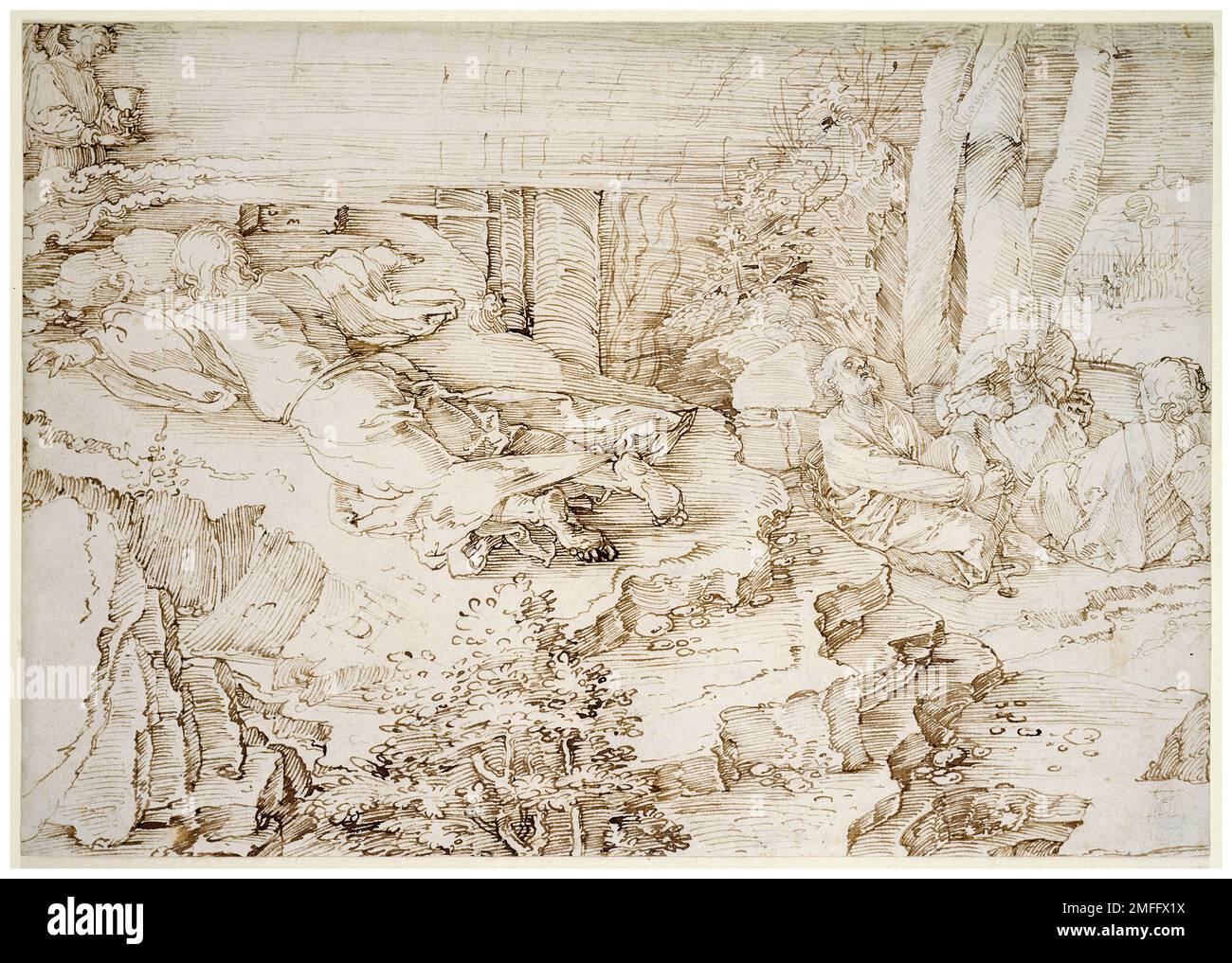 Albrecht Durer, Agony in the Garden, dessin au stylo et à l'encre, 1521 Banque D'Images