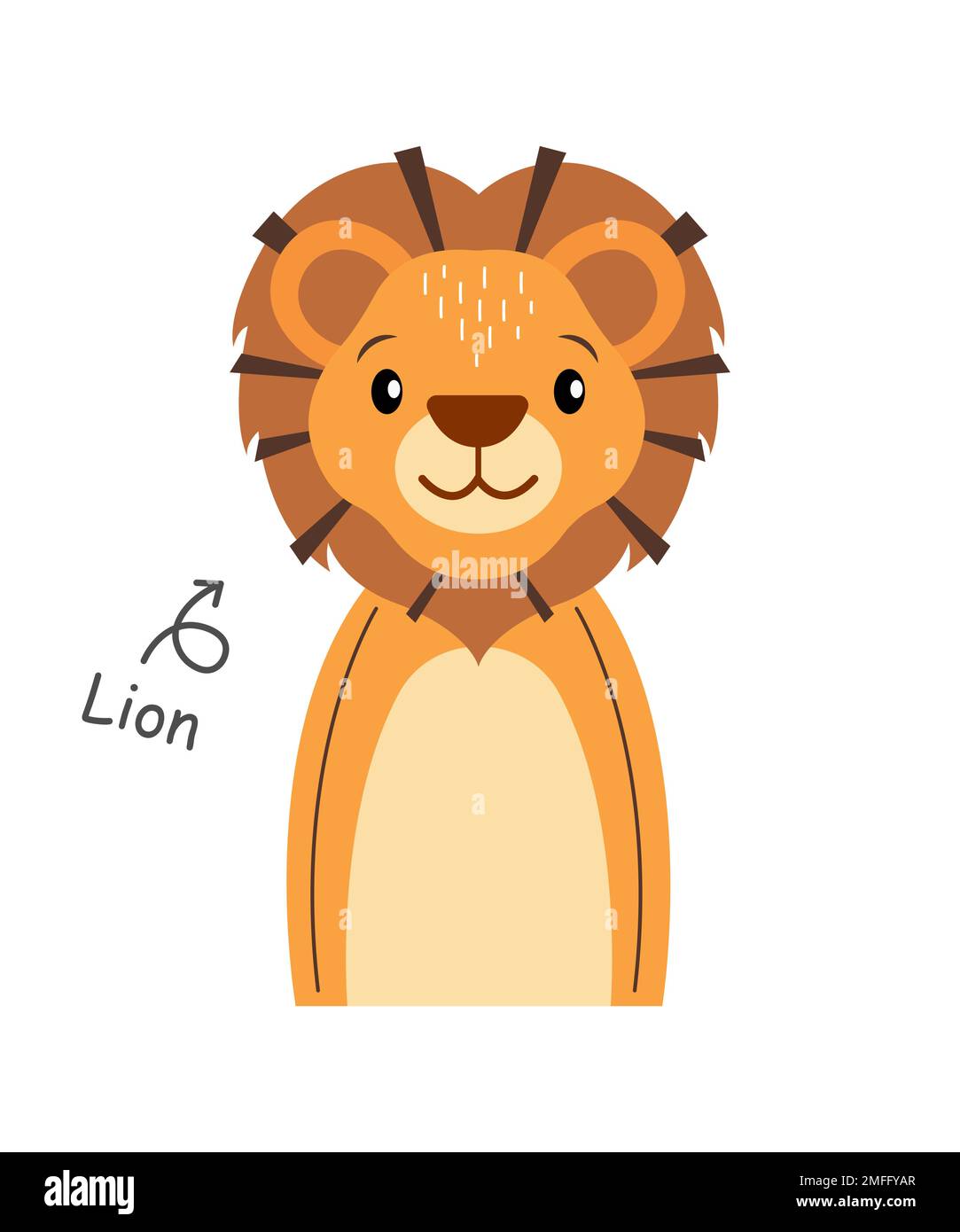 Lion . Personnage de dessin animé . Vecteur . Illustration de Vecteur
