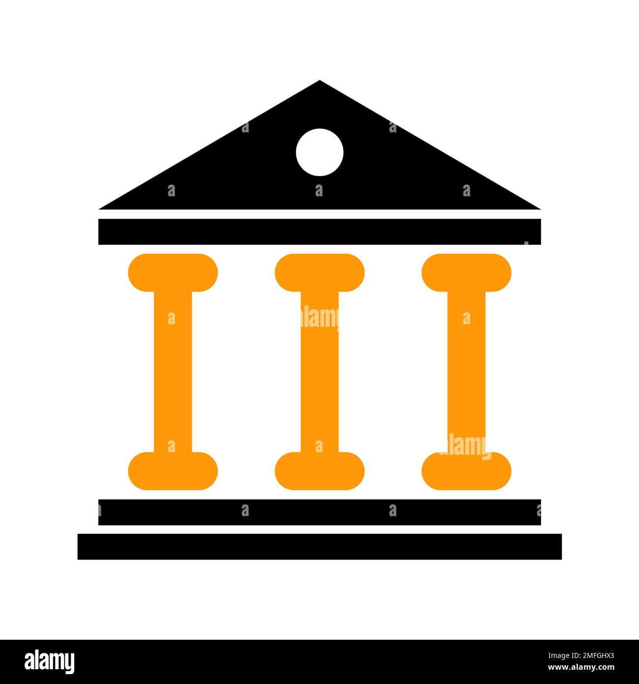 Bâtiment université architecture icône, musée symbole romain, conception plate illustration vectorielle . Illustration de Vecteur