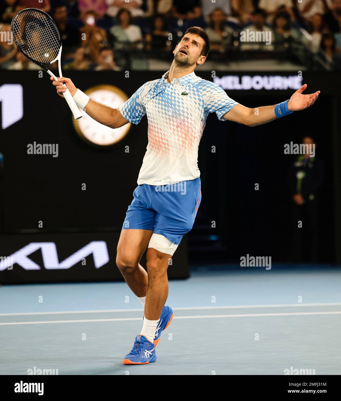 Melbourne, Australie, 25th janvier 2023. Novak Djokovic, de Serbie, est en action au Grand Chelem de tennis australien à Melbourne Park. Crédit photo: Frank Molter/Alamy Live News Banque D'Images