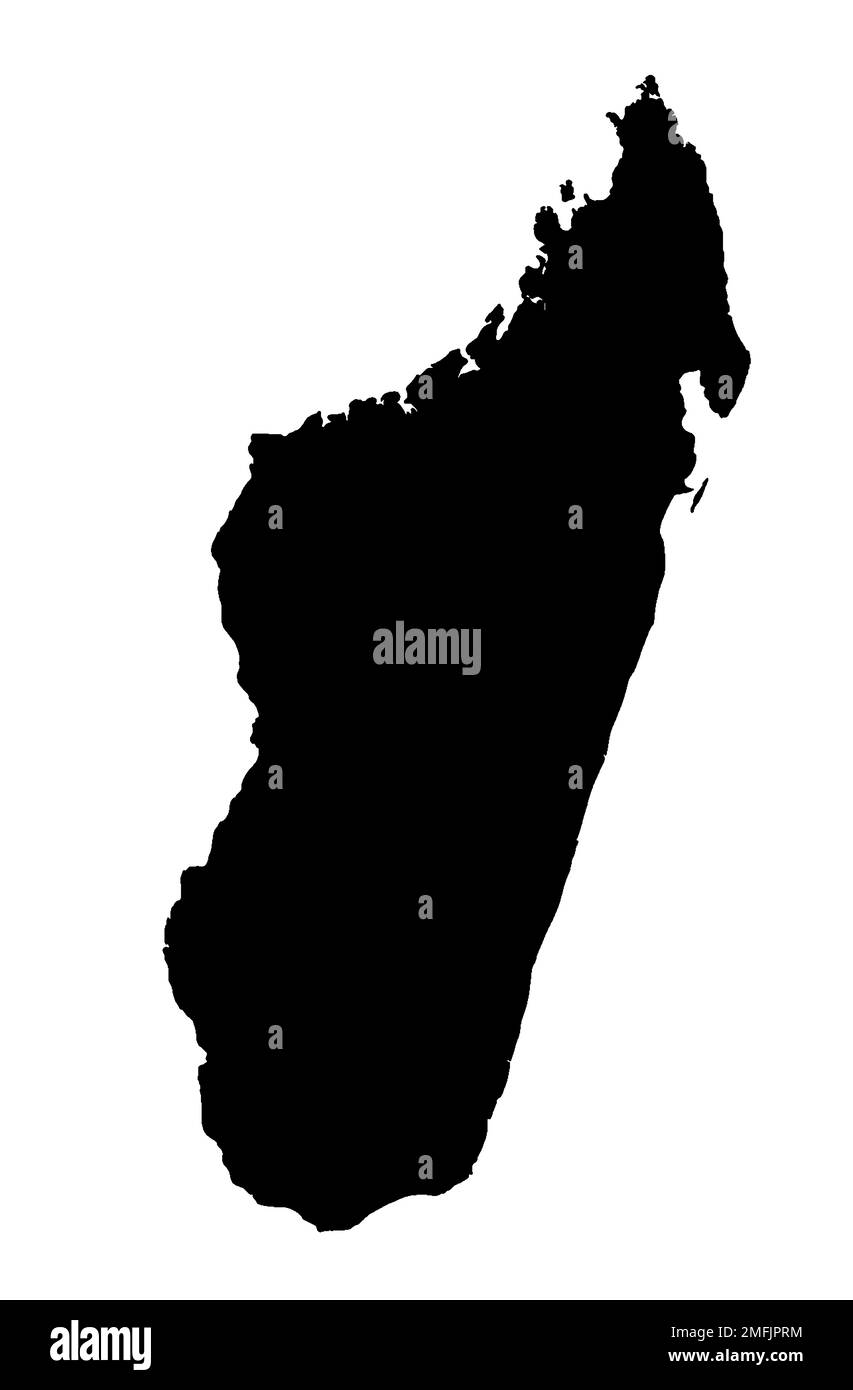 Carte des contours de silhouette de Madagascar sur fond blanc Banque D'Images