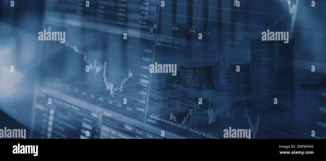 marché boursier ou forex. graphique de croissance financière et historique de l'investissement des entreprises. bannière Banque D'Images