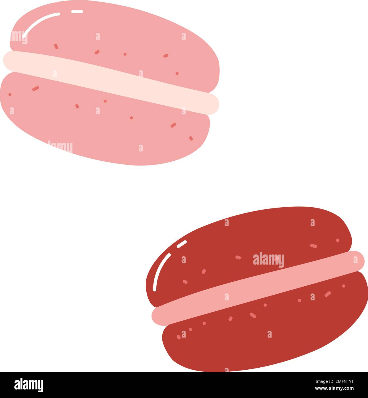 Biscuits macareux dessinés à la main. Illustration vectorielle plate du dessert sucré, de la pâtisserie. Illustration de Vecteur