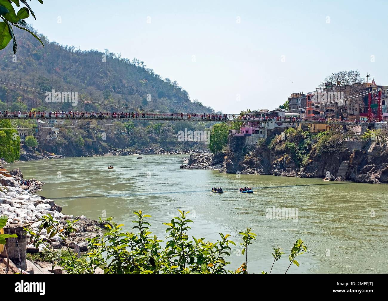 Le fleuve Ganga à Laxmanjhula en Inde Asie Banque D'Images