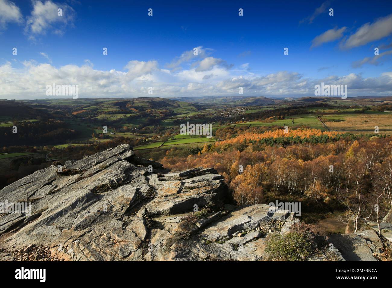 Vue depuis Millstone Edge Peak District Banque D'Images