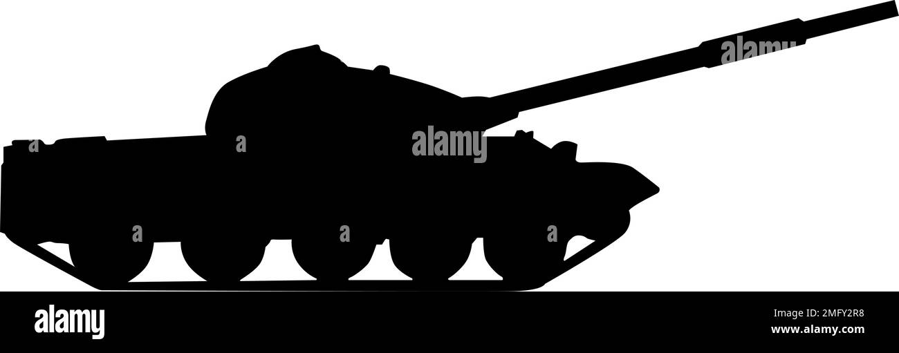 Silhouette de char militaire sur fond blanc. Illustration de Vecteur