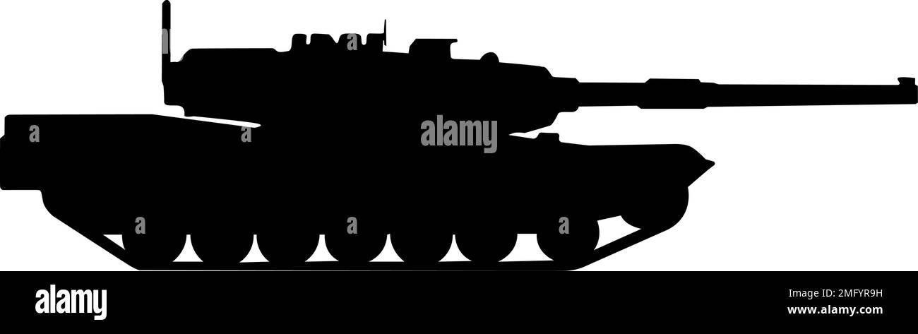 Silhouette de char militaire sur fond blanc. Illustration de Vecteur