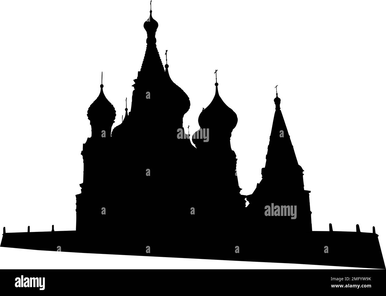 Silhouette de la cathédrale Saint-Basile à Moscou sur fond blanc. Illustration de Vecteur