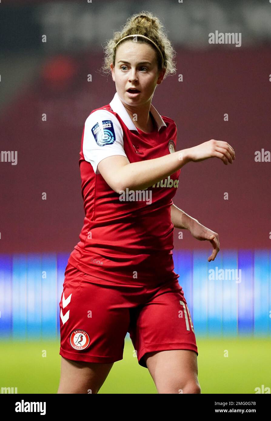 Emily Syme de Bristol City pendant le quart de finale de la coupe de la Ligue continentale des femmes de la FA à Ashton Gate, Bristol. Date de la photo: Mercredi 25 janvier 2023. Banque D'Images