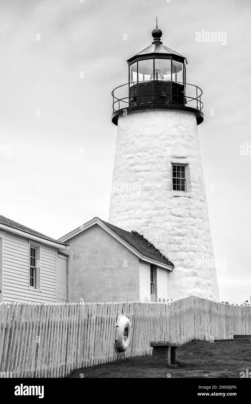 Le phare de Pemaquid point a été commandé par le président John Quincy Adams en 1827 à Bristol Maine Banque D'Images