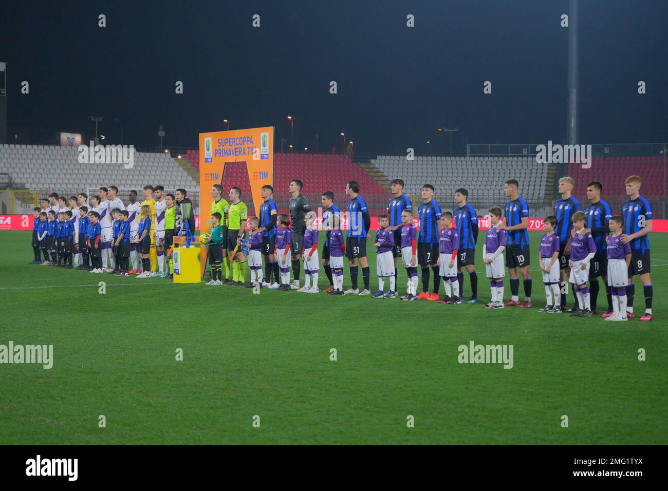 Monza, Italie. 25th janvier 2023. Monza, Italie. 25th janvier 2023. Match de ballon pendant le Supercoppa Italiana primavera 1 au football italien, match entre Inter FC Internazionale ACF Fiorentina le 25 janvier 2023 au stade U-Power à Monza, Italie. Credit: Tiziano Ballabio/Alay Live News Credit: Tiziano Ballabio/Alay Live News Credit: Tiziano Ballabio/Alay Live News Banque D'Images