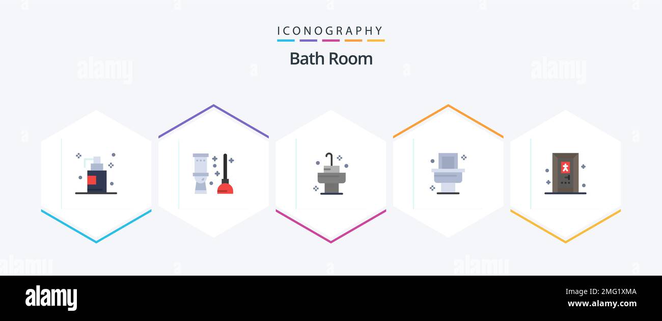 Salle de bain 25 Pack icône plat inclus. baignoire. baignoire. porte.  chambre Image Vectorielle Stock - Alamy
