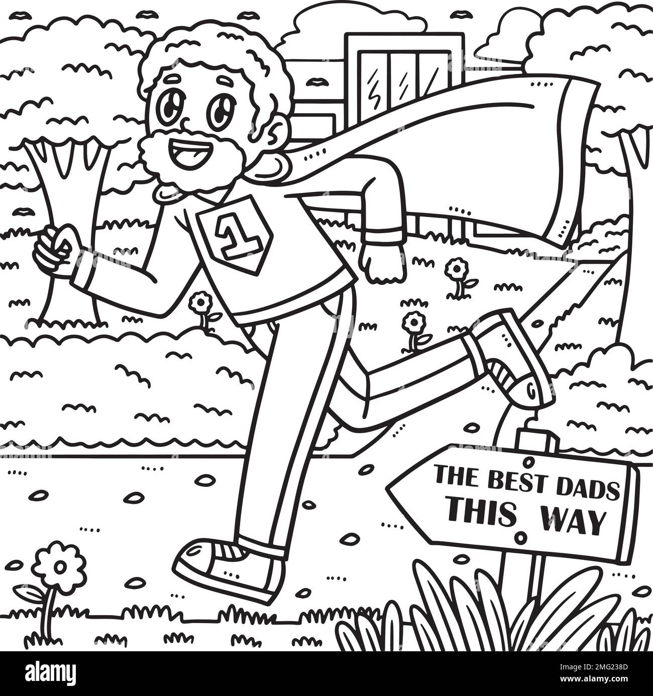 Page de coloriage pour enfants de la Papa Superhero de fête des pères Illustration de Vecteur