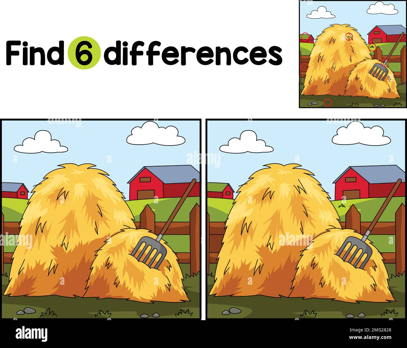 La ferme de haystack trouve les différences Illustration de Vecteur