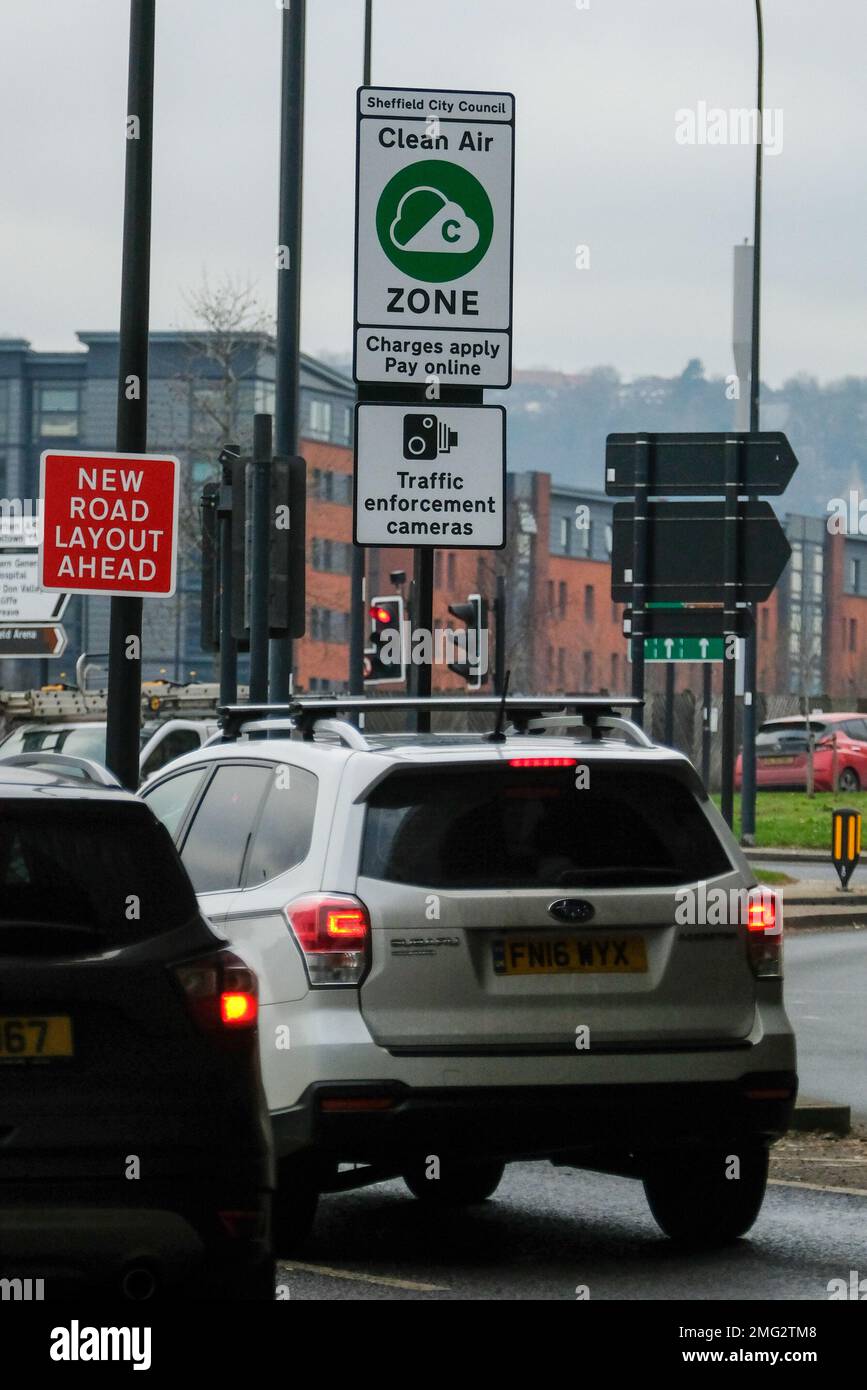 Sheffield Clean Air zone entre en vigueur le 27th février 2023 Banque D'Images