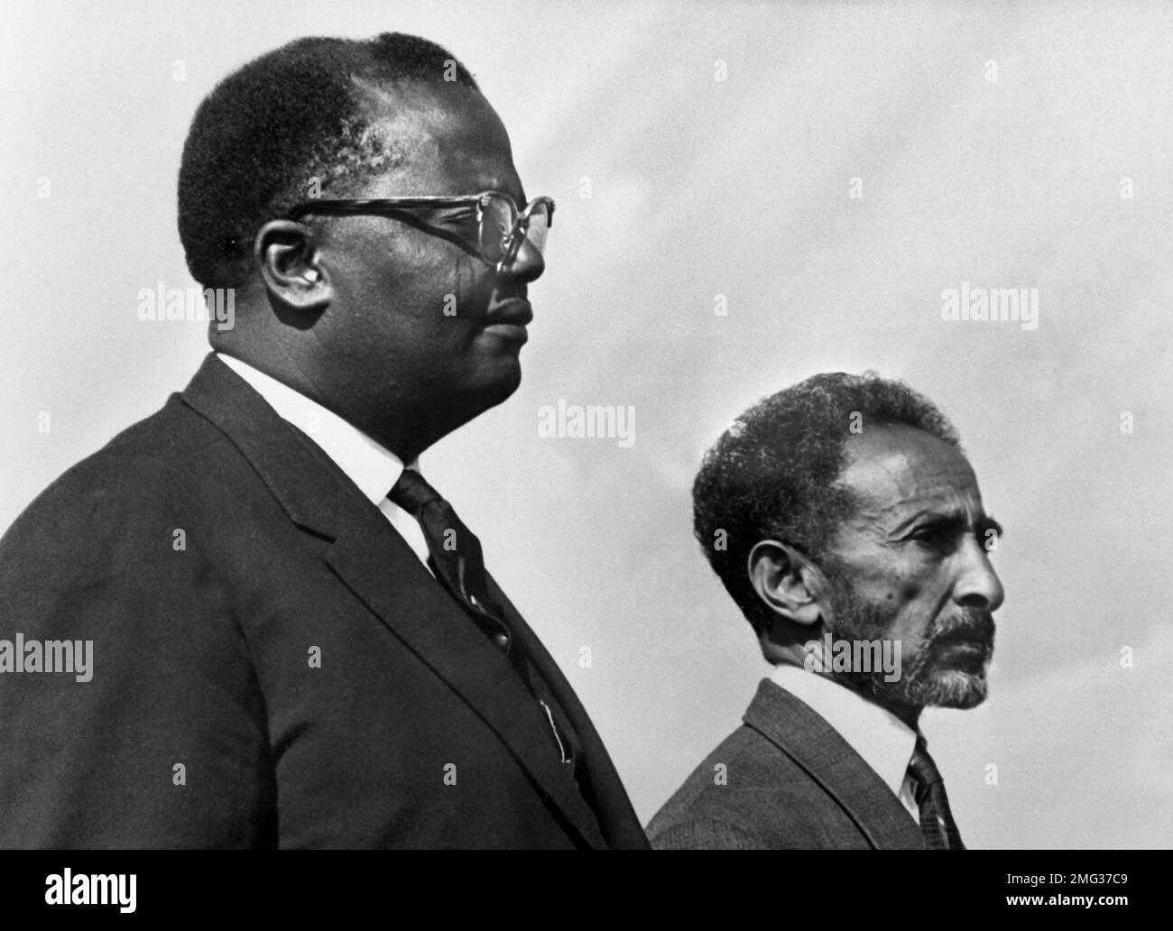President Hubert Maga Of Dahomey Left Is Photographed With Emperor 