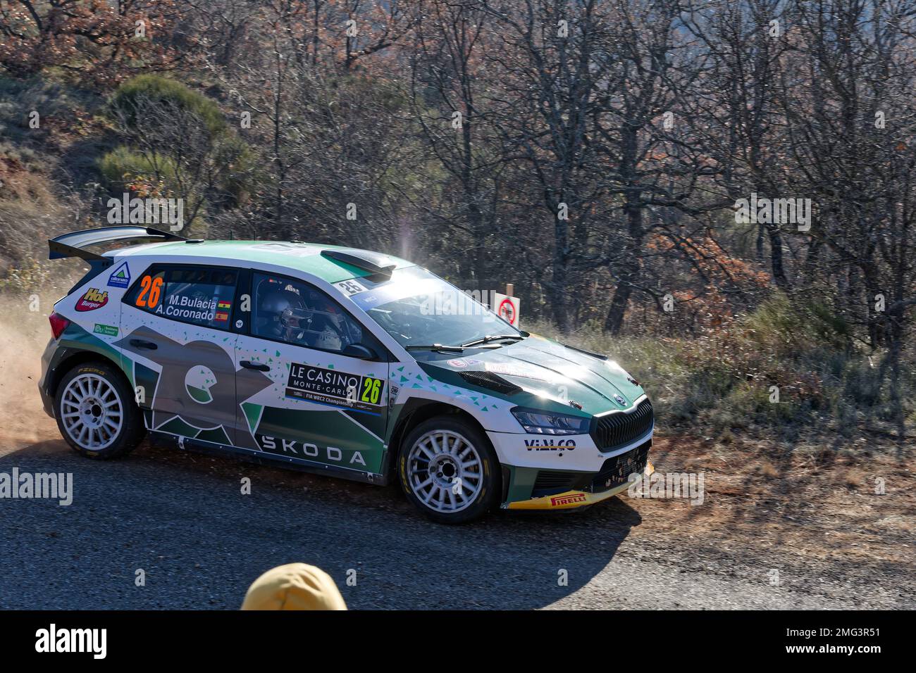 WRC2 MONTE CARLO 2023 Bulacia Marco - Coronado Jiménez Axel ES10/13 , Puimichel, FRANCE, 21/01/2023 Florent 'MrCrash' B. Banque D'Images