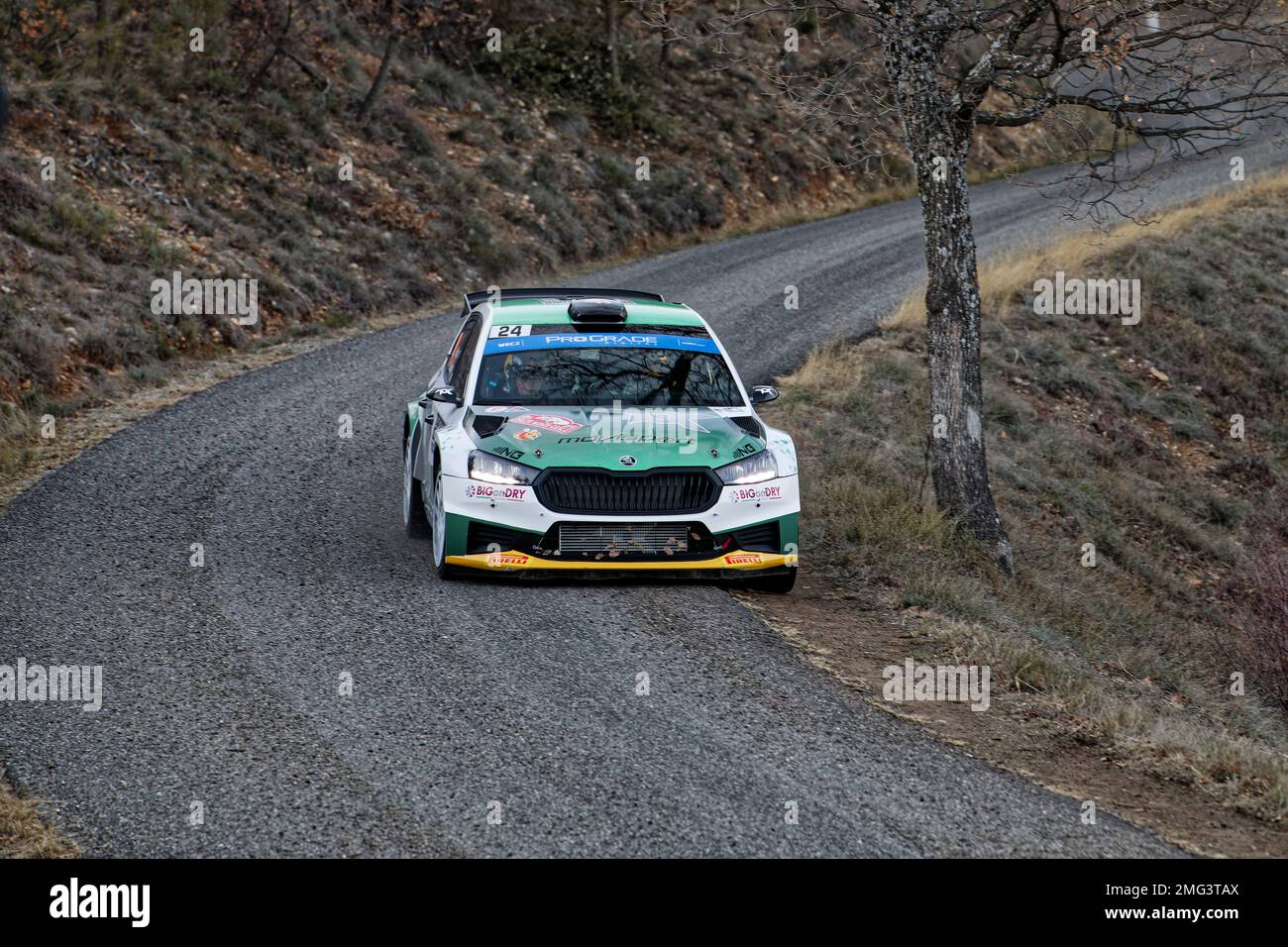 WRC2 MONTE CARLO 2023 Gryazin Nikolay - Aleksandrov Konstantin ES10/13 , Puimichel, FRANCE, 21/01/2023 Florent 'MrCrash' B. Banque D'Images