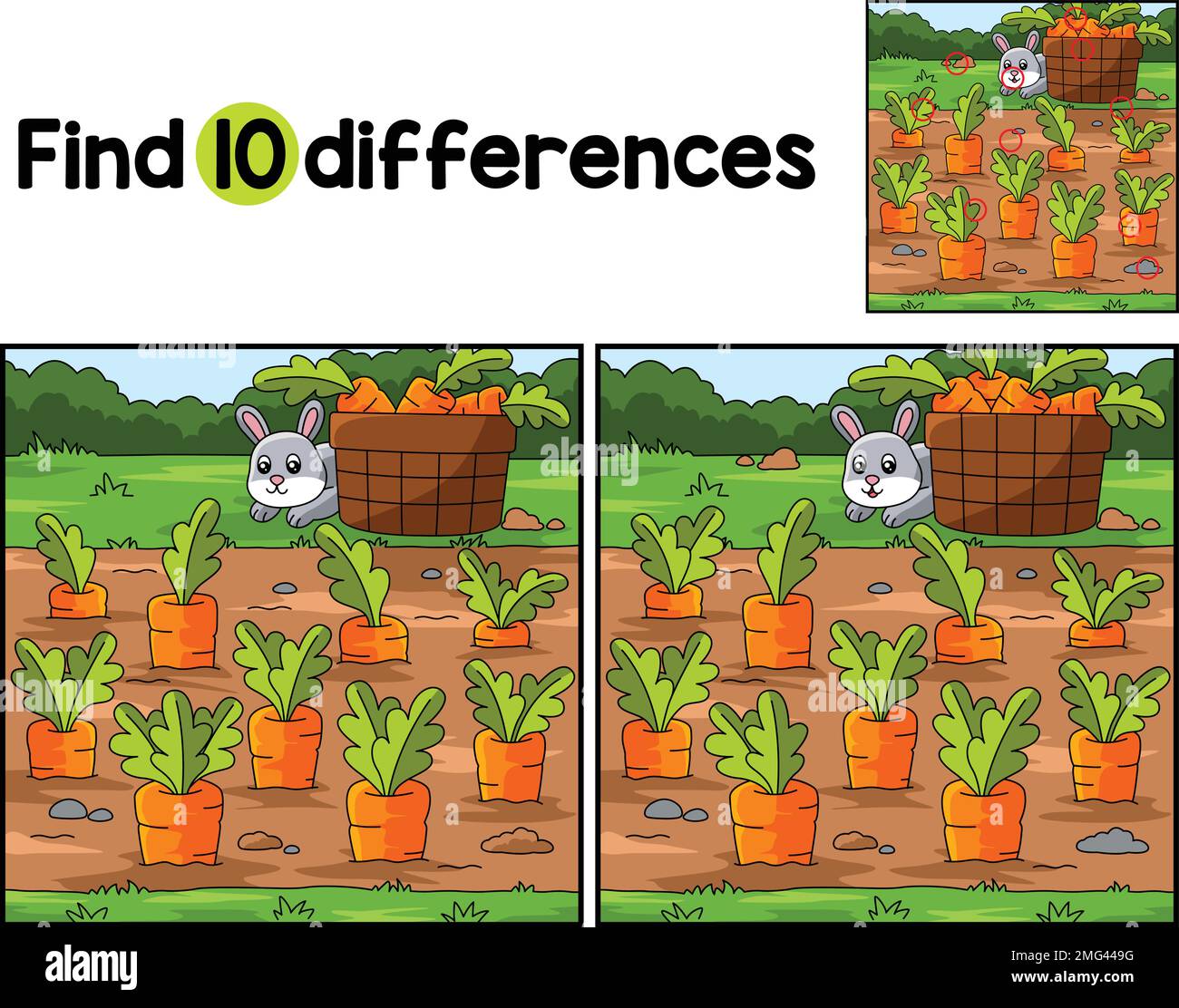 La ferme de carottes trouve les différences Illustration de Vecteur