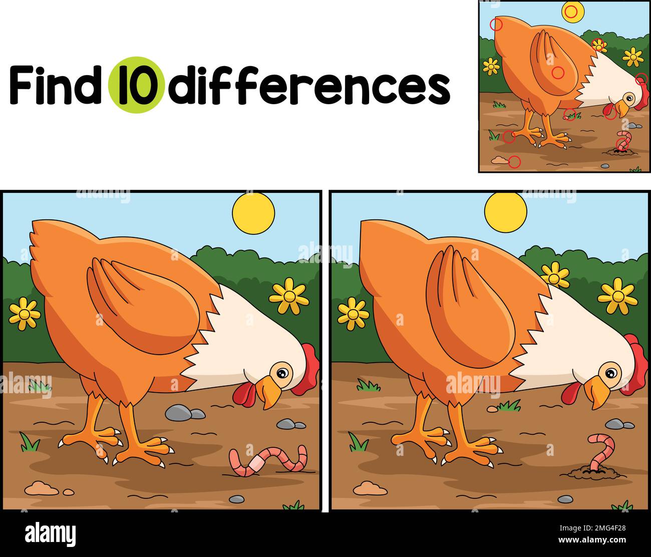 Poulet ferme trouver les différences Illustration de Vecteur Poulet ferme trouver les différences Illustration de Vecteur